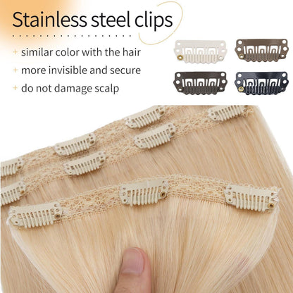 Echthaar Clip-in Extensions Platinblond 45cm