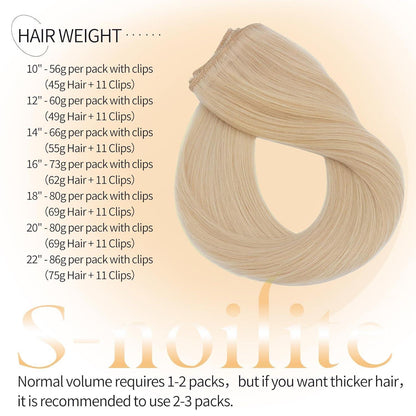 Echthaar Clip-in Extensions Platinblond 45cm
