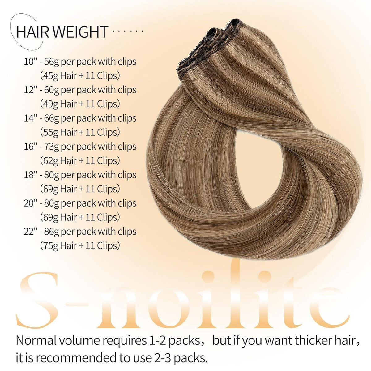 Clip-in Haarverlängerung Echthaar Schoko Braun/Dunkelblond 45cm