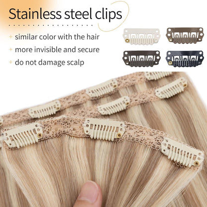 Echthaar Clip-in Extensions Blondbraun 55cm