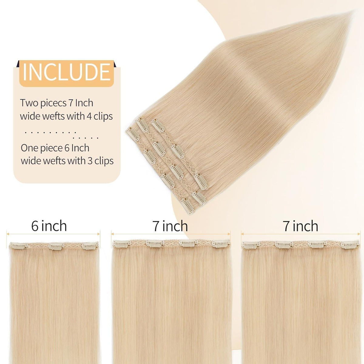 Echthaar Clip-in Extensions Platinblond 50cm