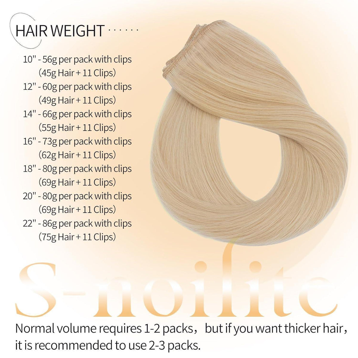 Echthaar Clip-in Extensions Platinblond 50cm
