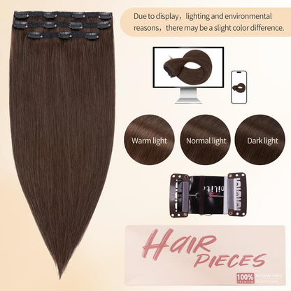 Echthaar Clip-in Extensions Dunkelbraun 50cm
