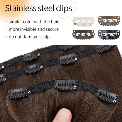 Echthaar Clip-in Extensions Dunkelbraun 50cm