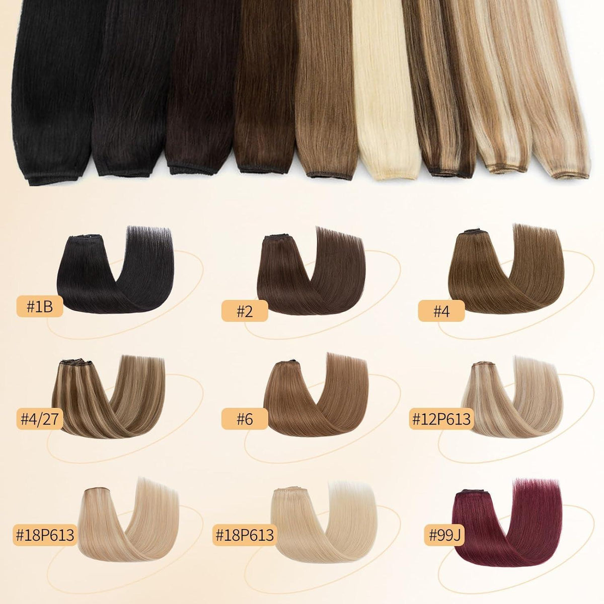 Echthaar Clip-in Extensions Dunkelbraun 50cm