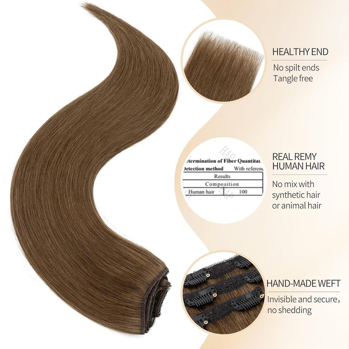 Echthaar Clip-in Extensions Schokoladenbraun 50cm