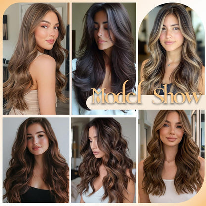 Echthaar Clip-in Extensions Dunkelbraun 55cm