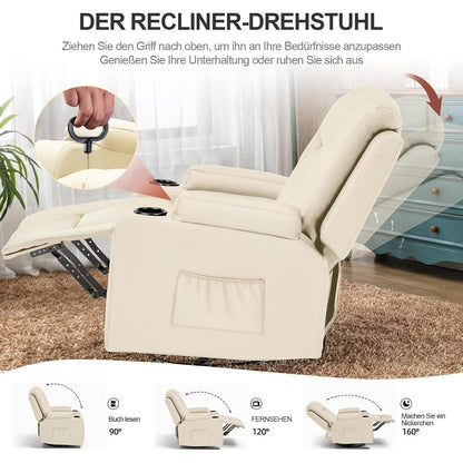 Relaxsessel mit Liegefunktion – Weiß, 360° drehbar