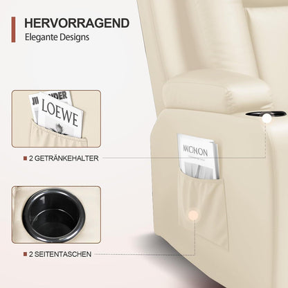 Relaxsessel mit Liegefunktion – Weiß, 360° drehbar