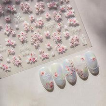 3D Nagelsticker Weiß Rosa Blumen Nail Art Aufkleber