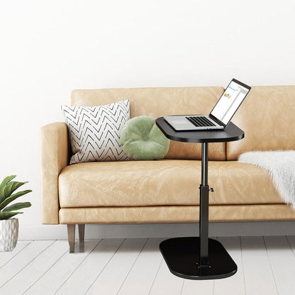 Höhenverstellbarer C-Form Beistelltisch 360° drehbar – Couchtisch Schwarz