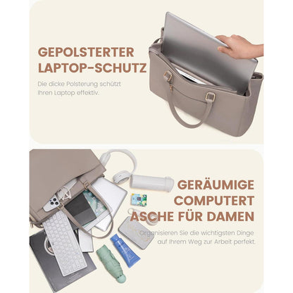 Laptoptasche Damen 15,6 Zoll, Elegante Arbeitstasche aus PU-Leder