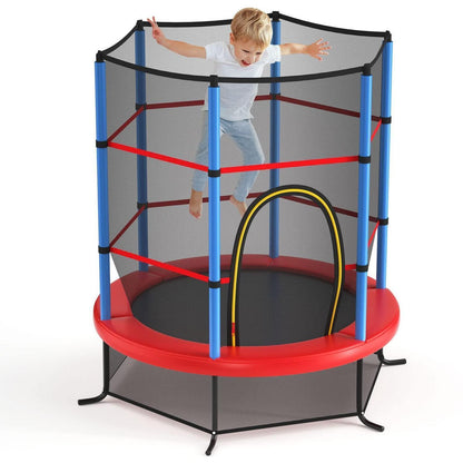 GYMAX Kindertrampolin 165cm mit Sicherheitsnetz & Randabdeckung