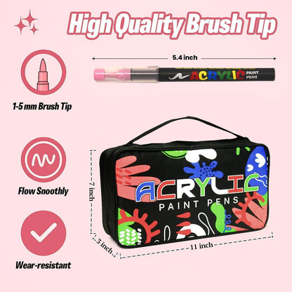 120 Acrylstifte Set, Wasserfest, Pinselspitze | DIY Kunst & Geschenke