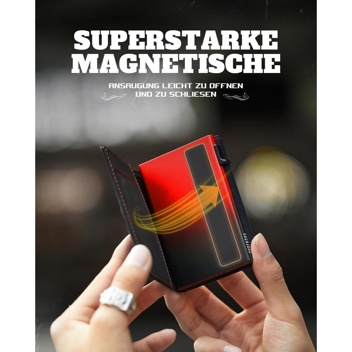 Herren Geldbörse mit AirTag Fach & RFID Schutz SchwarzRot
