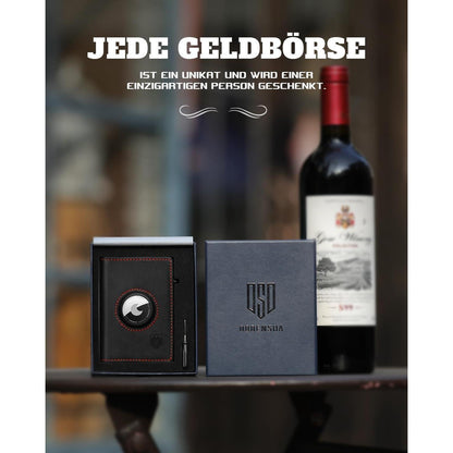 Herren Geldbörse mit AirTag Fach & RFID Schutz SchwarzRot