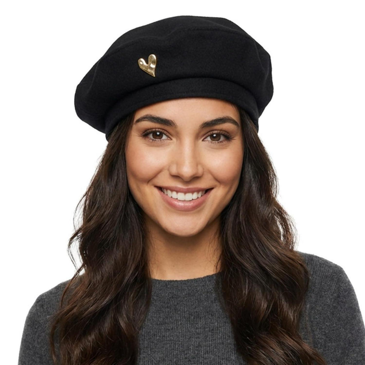 Baskenmütze Damen Baumwolle Koreanischer Stil Schwarz