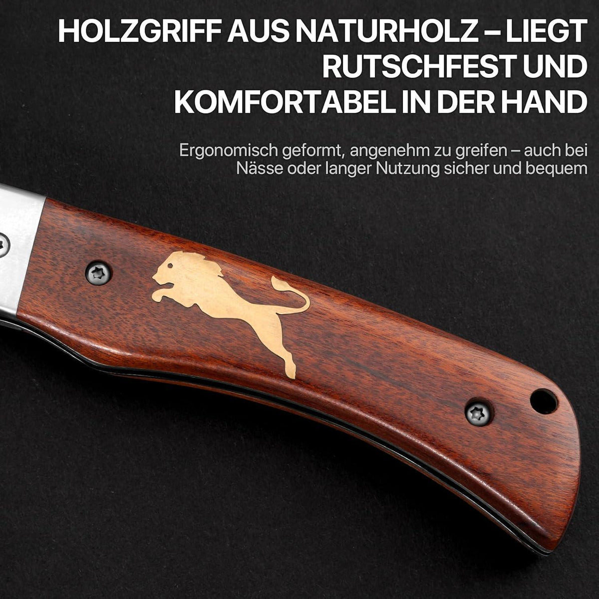 Zweihand Klappmesser 440C Stahl – Holzgriff, EDC Outdoor