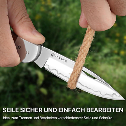 Zweihand Klappmesser 440C Stahl – Holzgriff, EDC Outdoor
