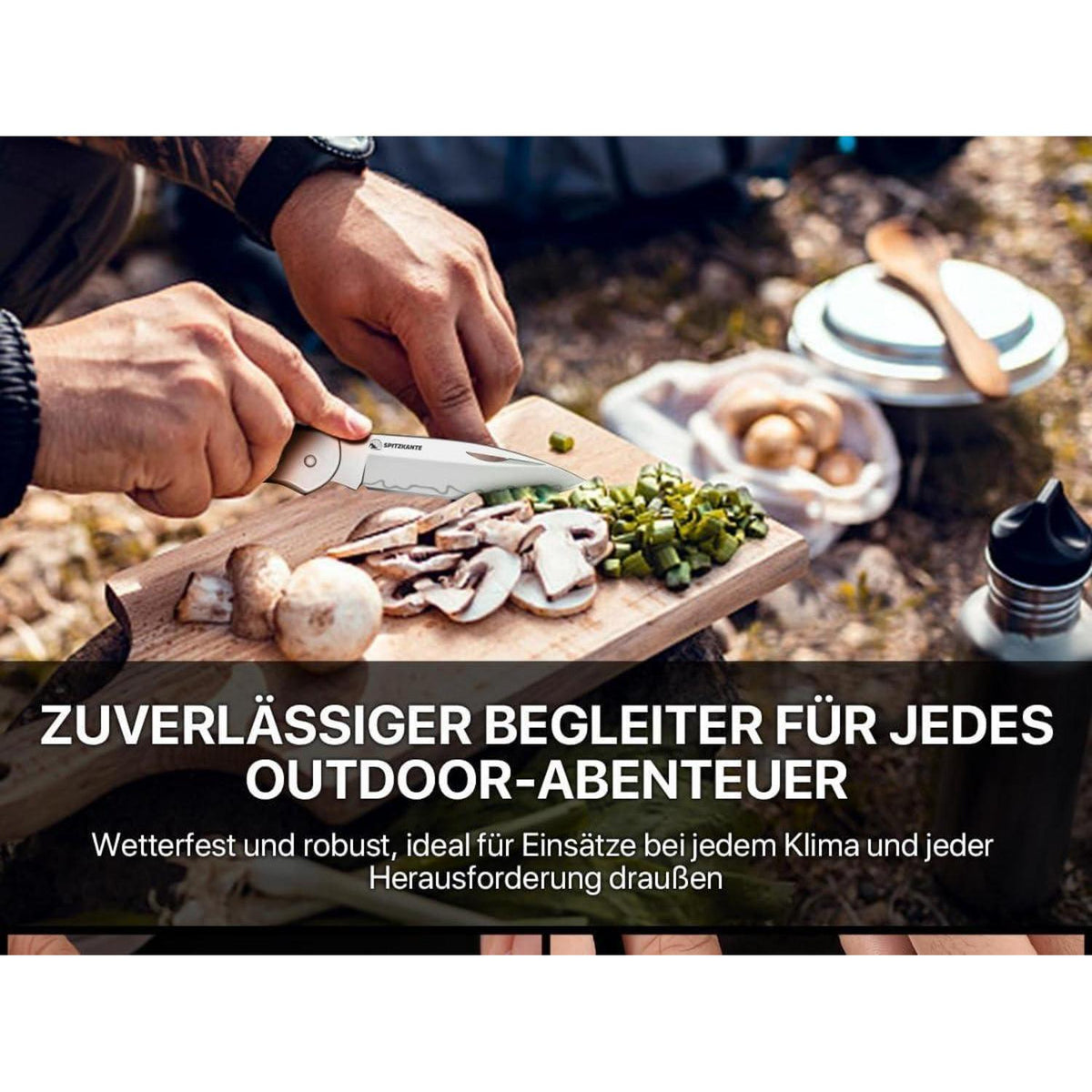 Zweihand Klappmesser 440C Stahl – Holzgriff, EDC Outdoor