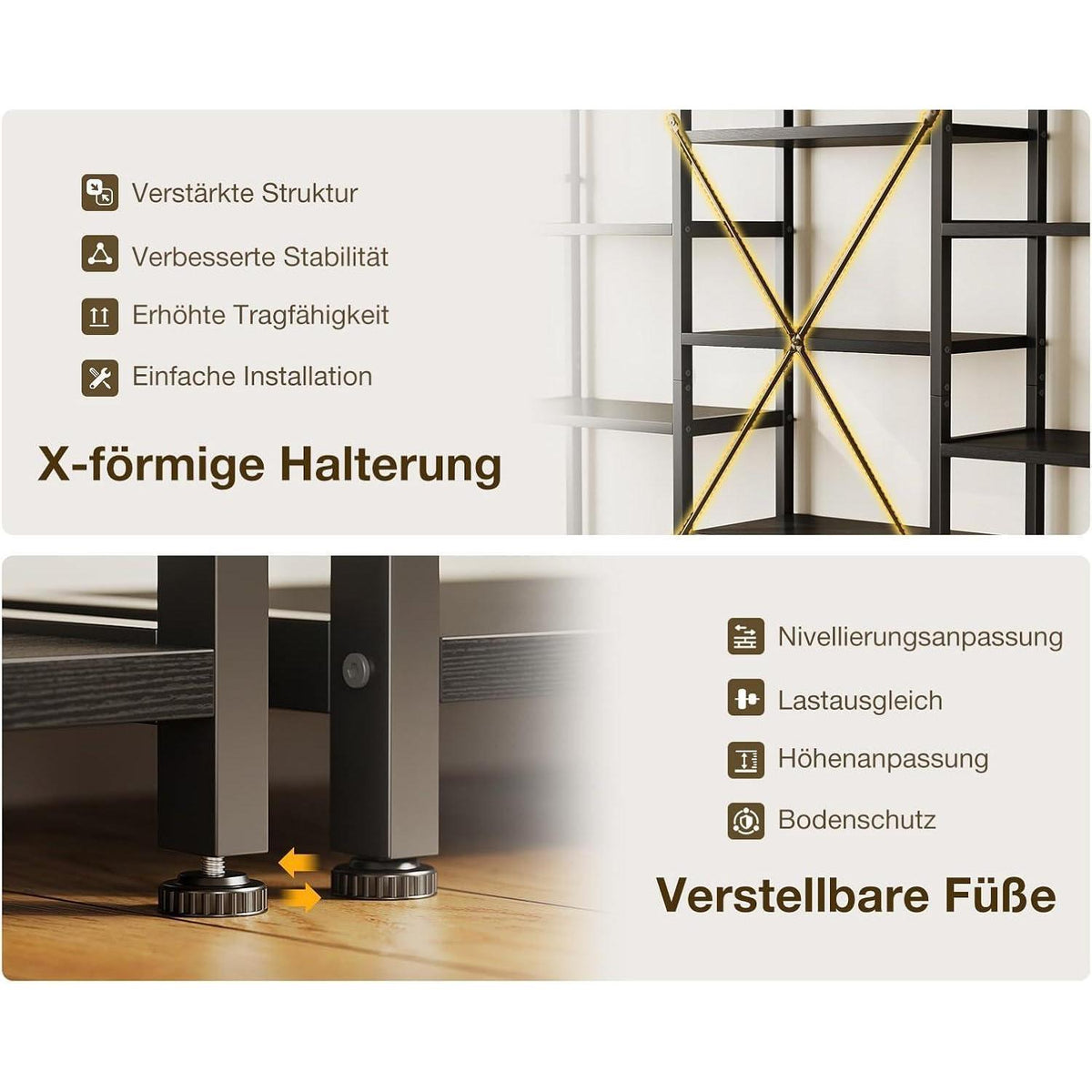 Bücherregal 5 Etagen Industrie Design – Raumteiler & Stauraum