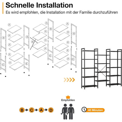 Bücherregal 5 Etagen Industrie Design – Raumteiler & Stauraum