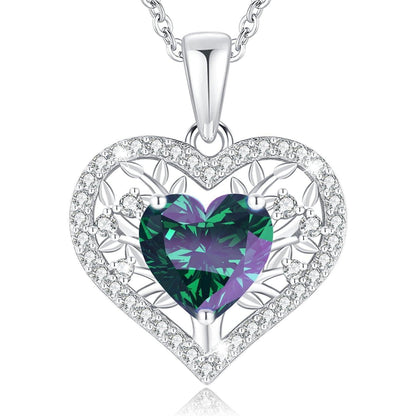 Lebensbaum Herz Kette Damen 925 Sterling Silber Alexandrit Geburtstagsgeschenk