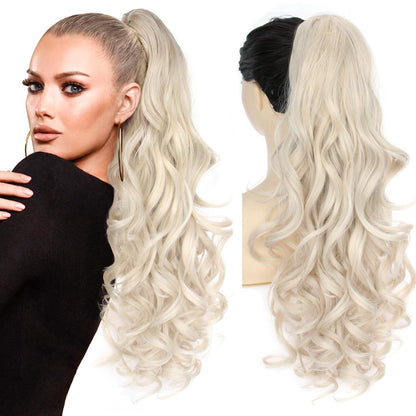 Voluminöser Pferdeschwanz mit Klammer – Platinblond Strähnchen