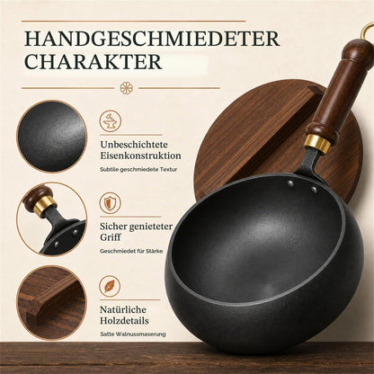 Japanische Gusseisenpfanne 24cm mit Deckel – Antihaft & Vielseitig