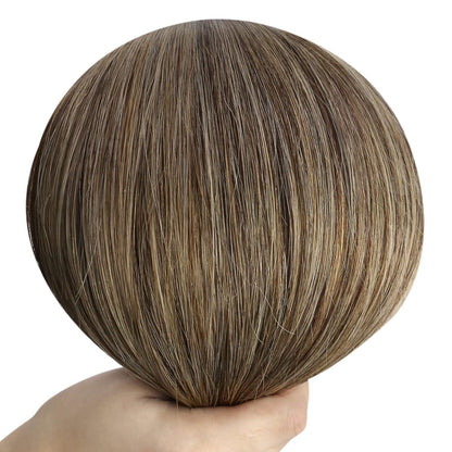 Echthaar Tressen Dunkelbraun mit Blond Highlights (50cm, 100g)