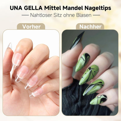 Mandel Gel Nägel Tips 216 Stück Halb-Cover Nagelverlängerung
