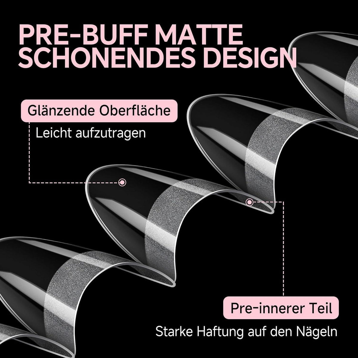 Mandel Gel Nägel Tips 216 Stück Halb-Cover Nagelverlängerung
