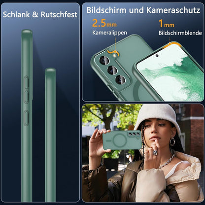 Magnetische Hülle für Samsung S22 5G, MagSafe, Militärschutz, Grün