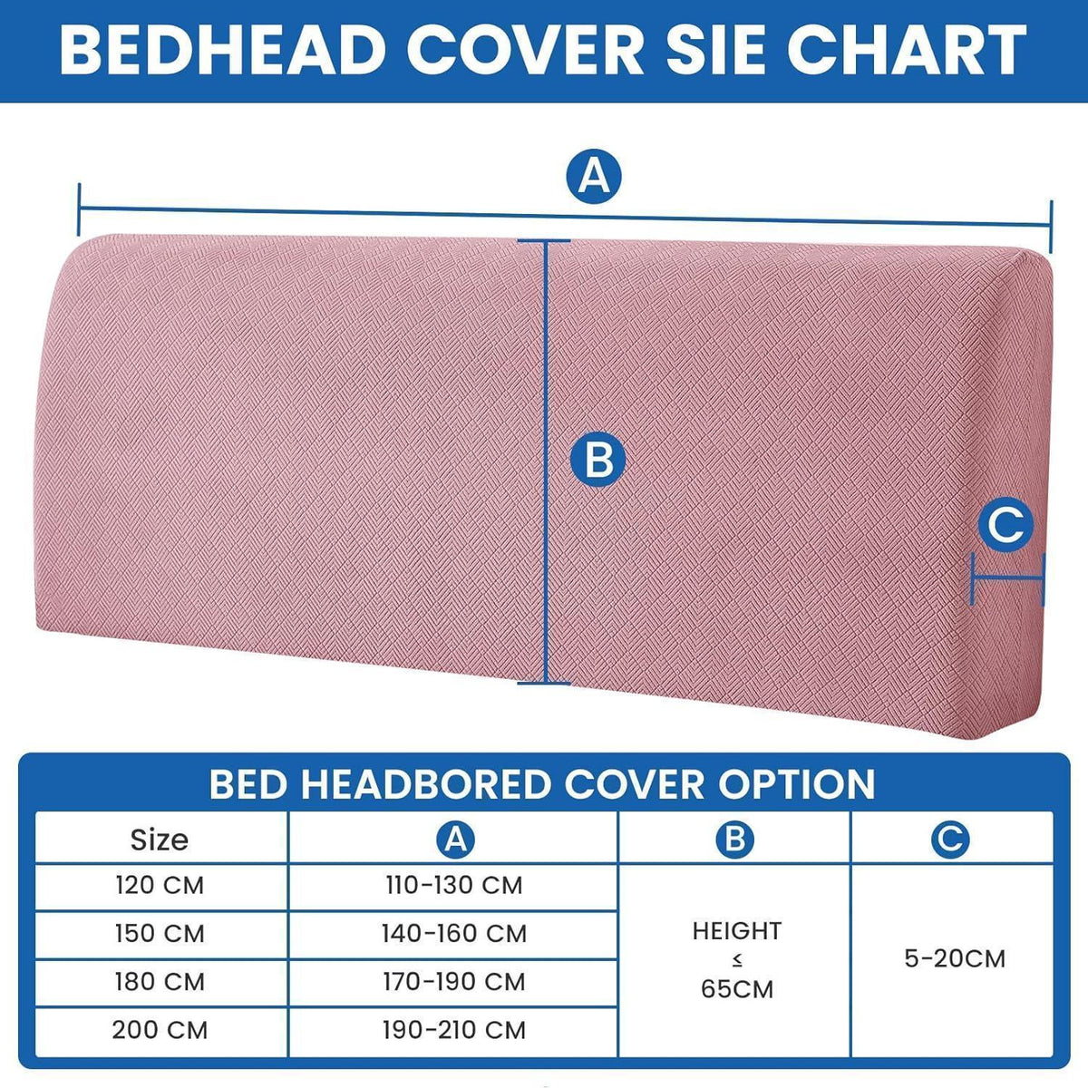 Bettkopfteil Bezug 200cm Rosa – Weich & Stretch