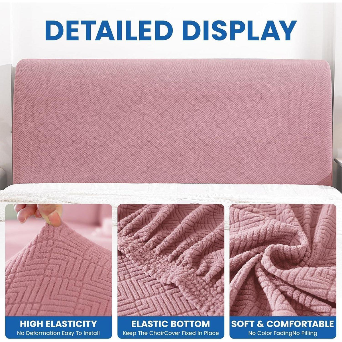 Bettkopfteil Bezug 200cm Rosa – Weich & Stretch