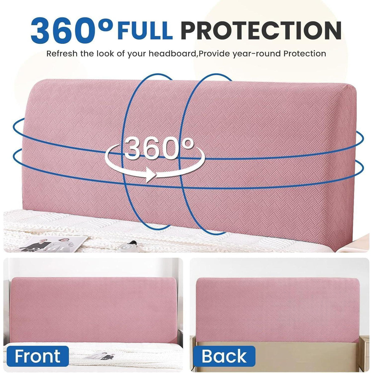 Bettkopfteil Bezug 200cm Rosa – Weich & Stretch