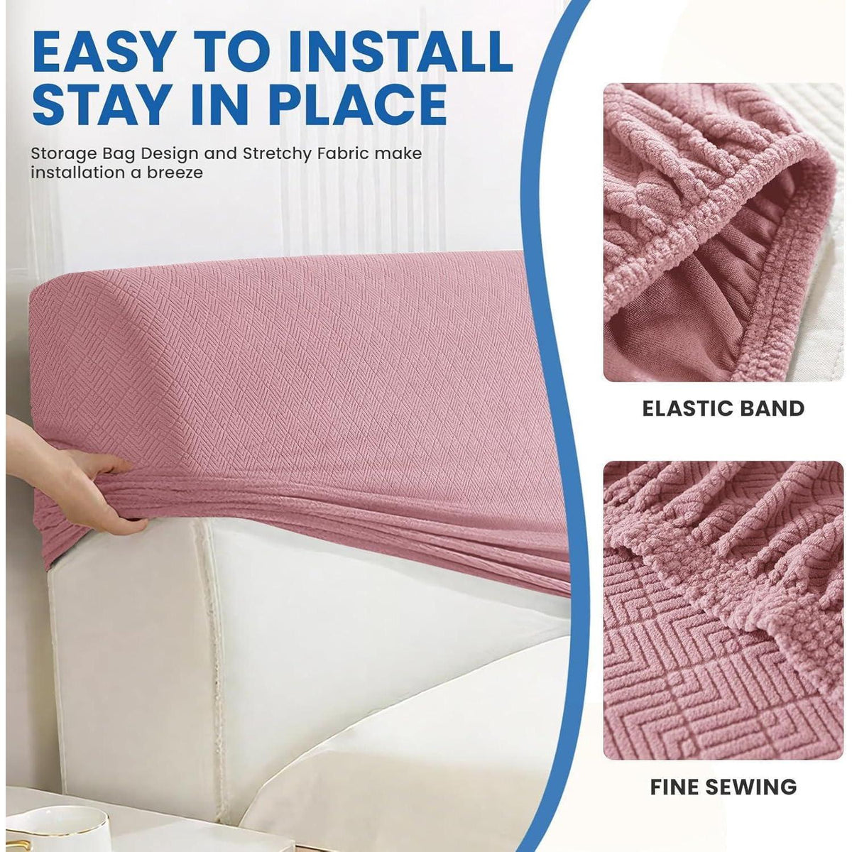 Bettkopfteil Bezug 200cm Rosa – Weich & Stretch