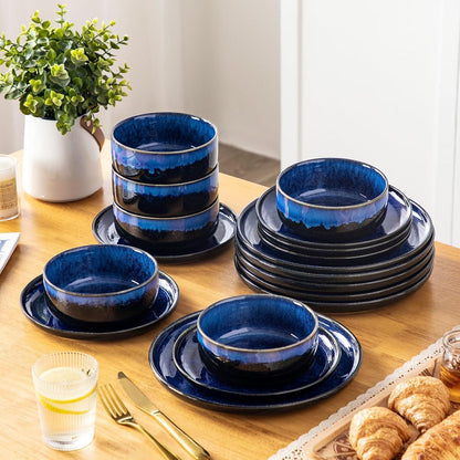 36-teiliges Geschirrset für 12 Personen, modern, blau