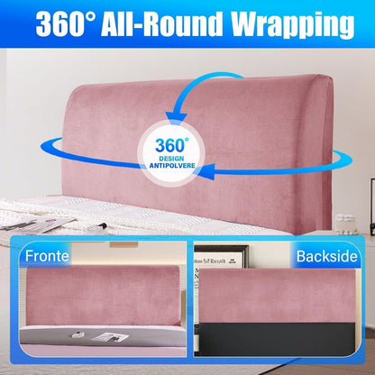 Samt Kopfteilbezug Rosa 150cm - Staubdicht & Waschbar