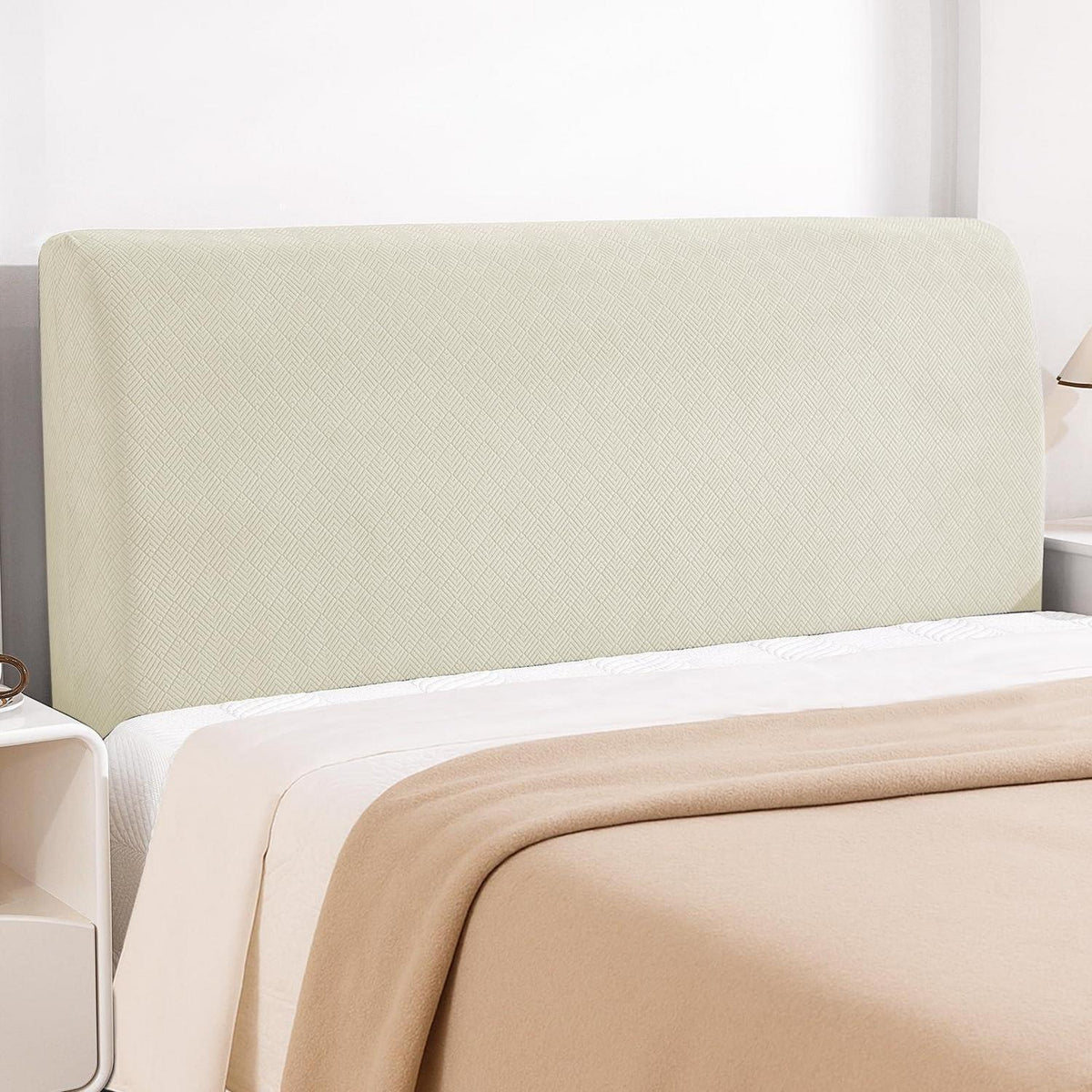 Bettkopfteil Bezug 180cm – Weicher Stretch, Beige