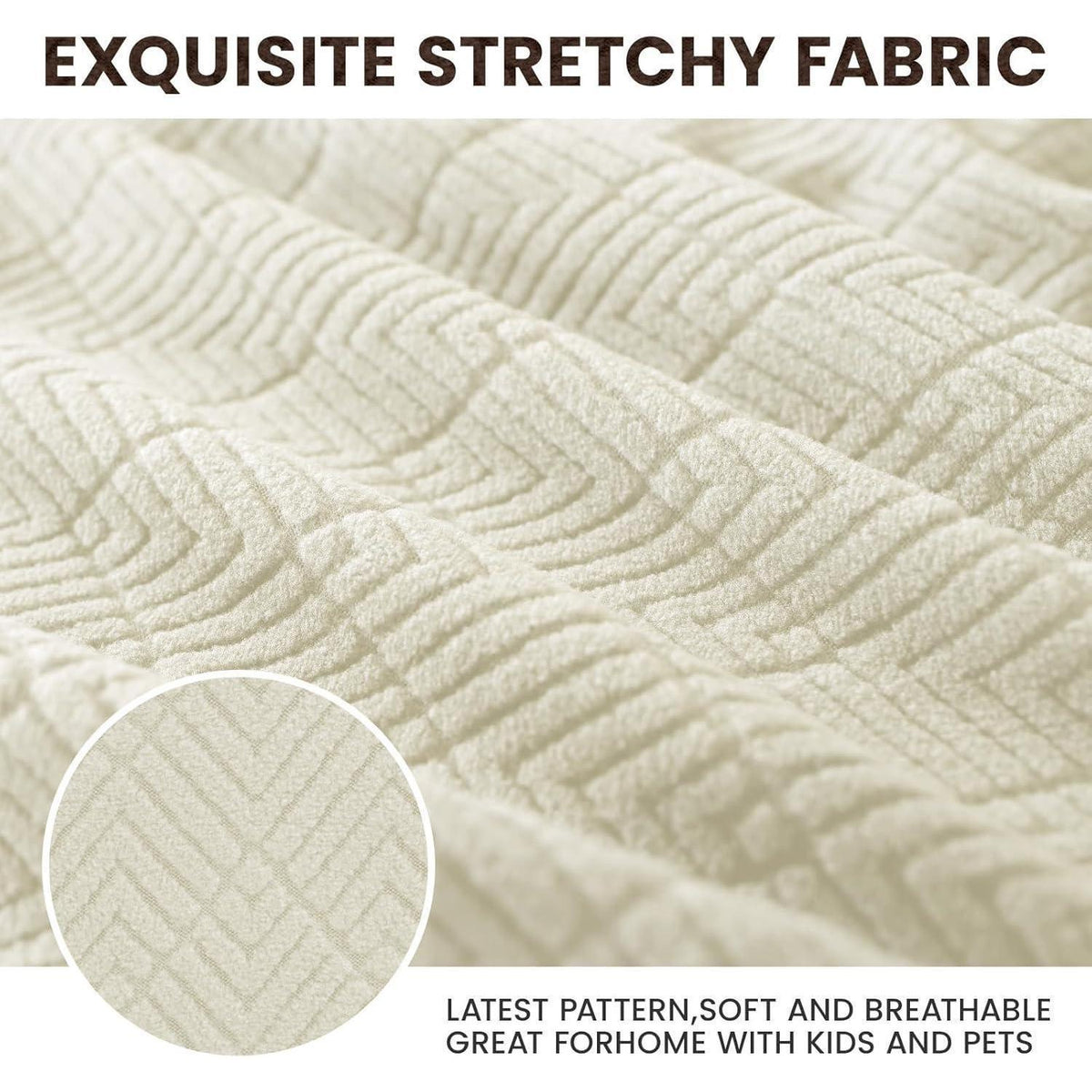 Bettkopfteil Bezug 180cm – Weicher Stretch, Beige