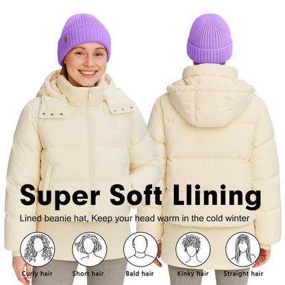 Warme Strickmütze mit Fleece-Futter – Winter Beanie Taro Lila