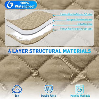 Wasserdichter Couchüberzug L-Form 4 Sitzer, Rutschfest & Waschbar