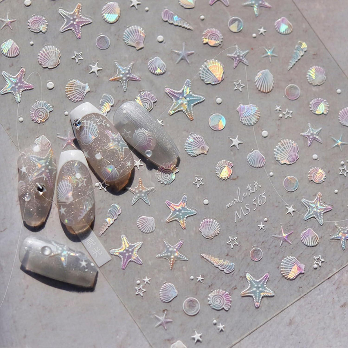 3D Nagelsticker Aurora Muschel Seestern - Ozean Thema Nail Art