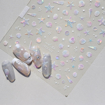 3D Nagelsticker Aurora Muschel Seestern - Ozean Thema Nail Art