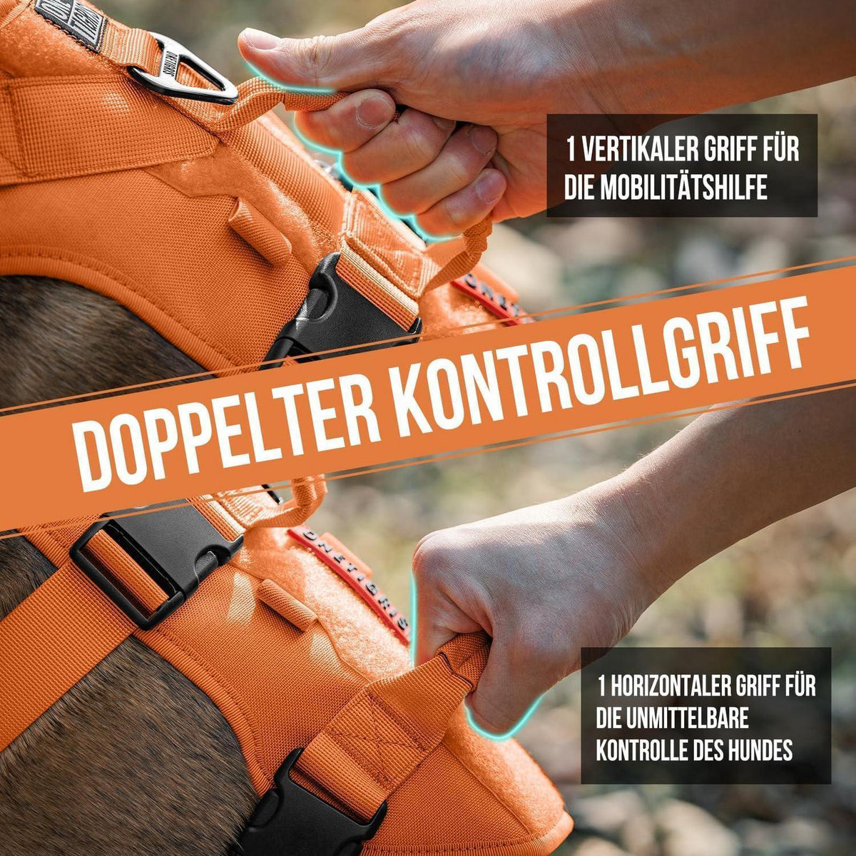 Taktisches Hundegeschirr Orange XL – Atmungsaktiv & Sicher
