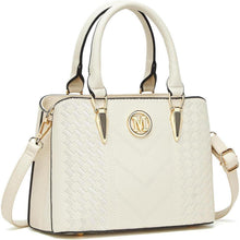 Damen Handtasche mittelgroß mit Lychee Muster und mehreren Innentaschen Beige