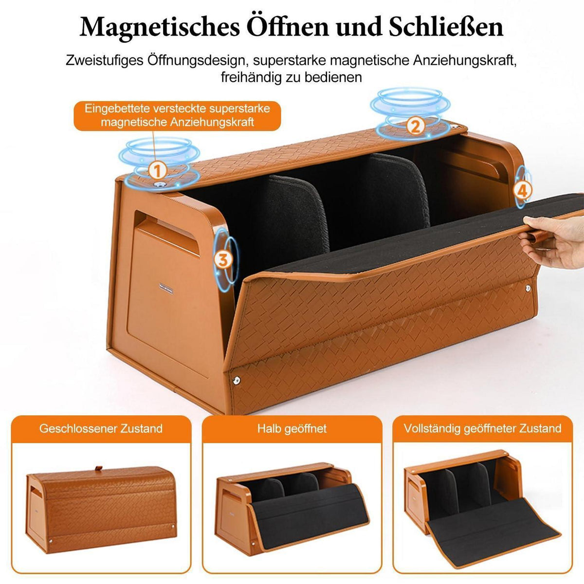 Kofferraum-Organizer, Faltbar & Wasserdicht, Rot in Lederoptik