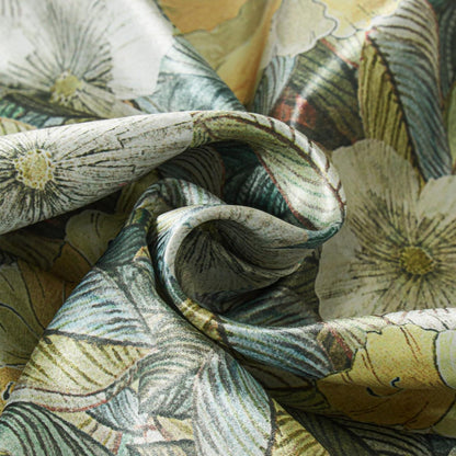 Satin Bettwäsche Set 135x200 Blumen Blätter Deluxe