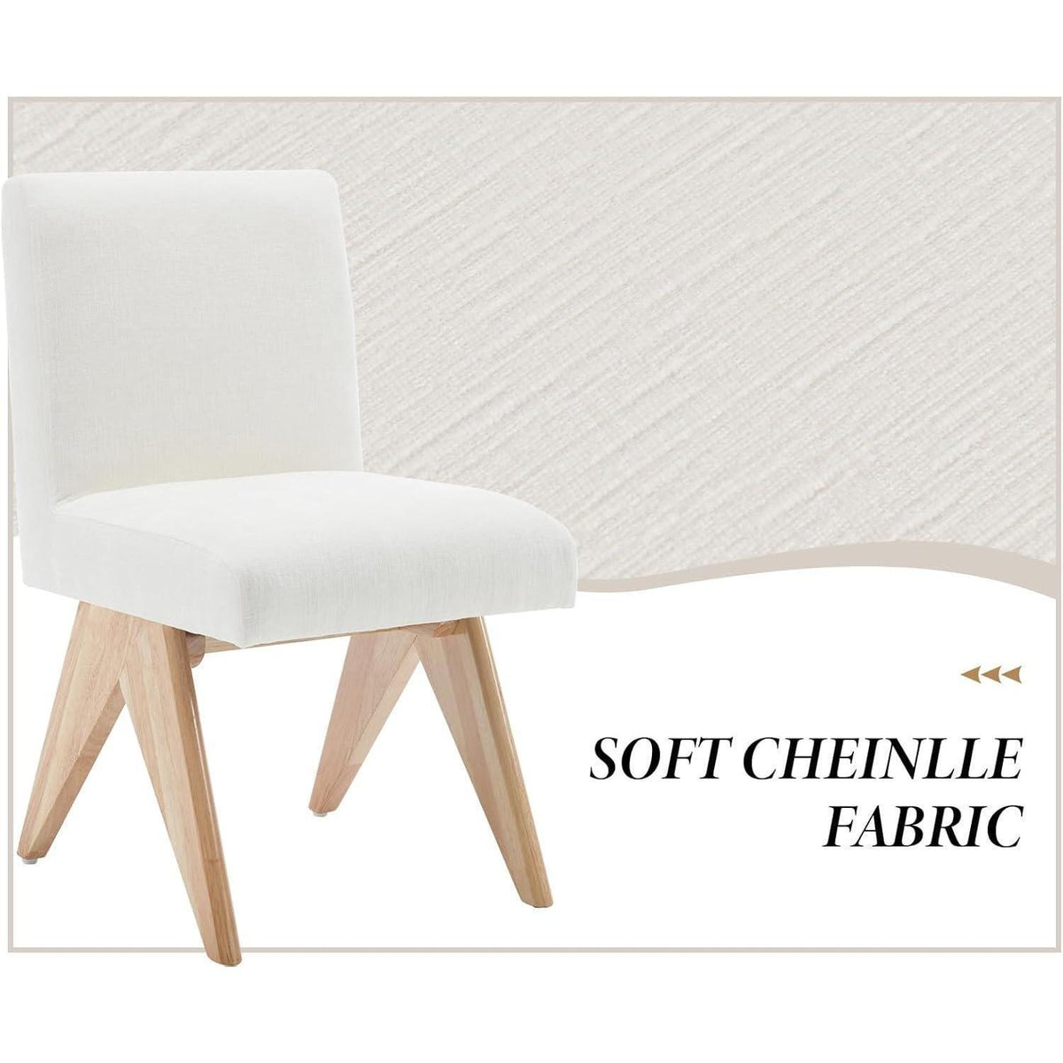 Vintage Küchenstühle 2er Set Beige - Chenille Polsterstühle
